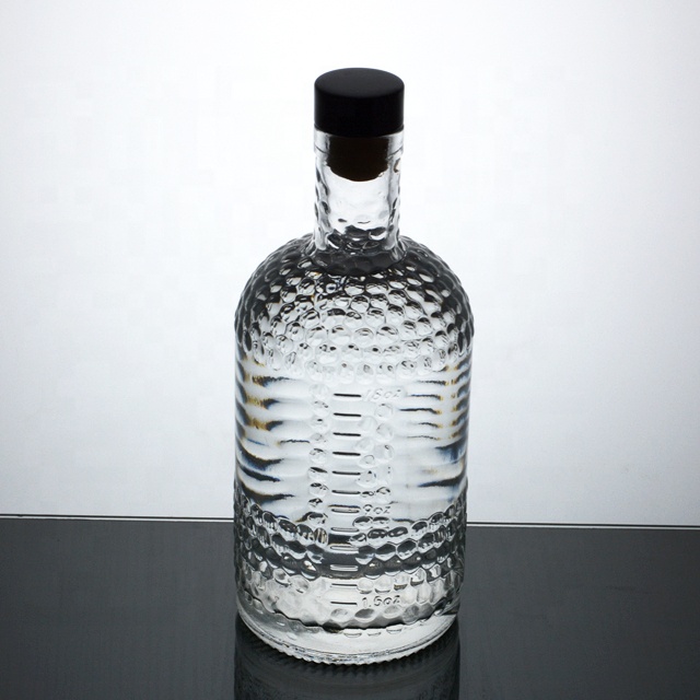 custom 500ml 750ml glass liquor bottle embossed Agave americana L on ...