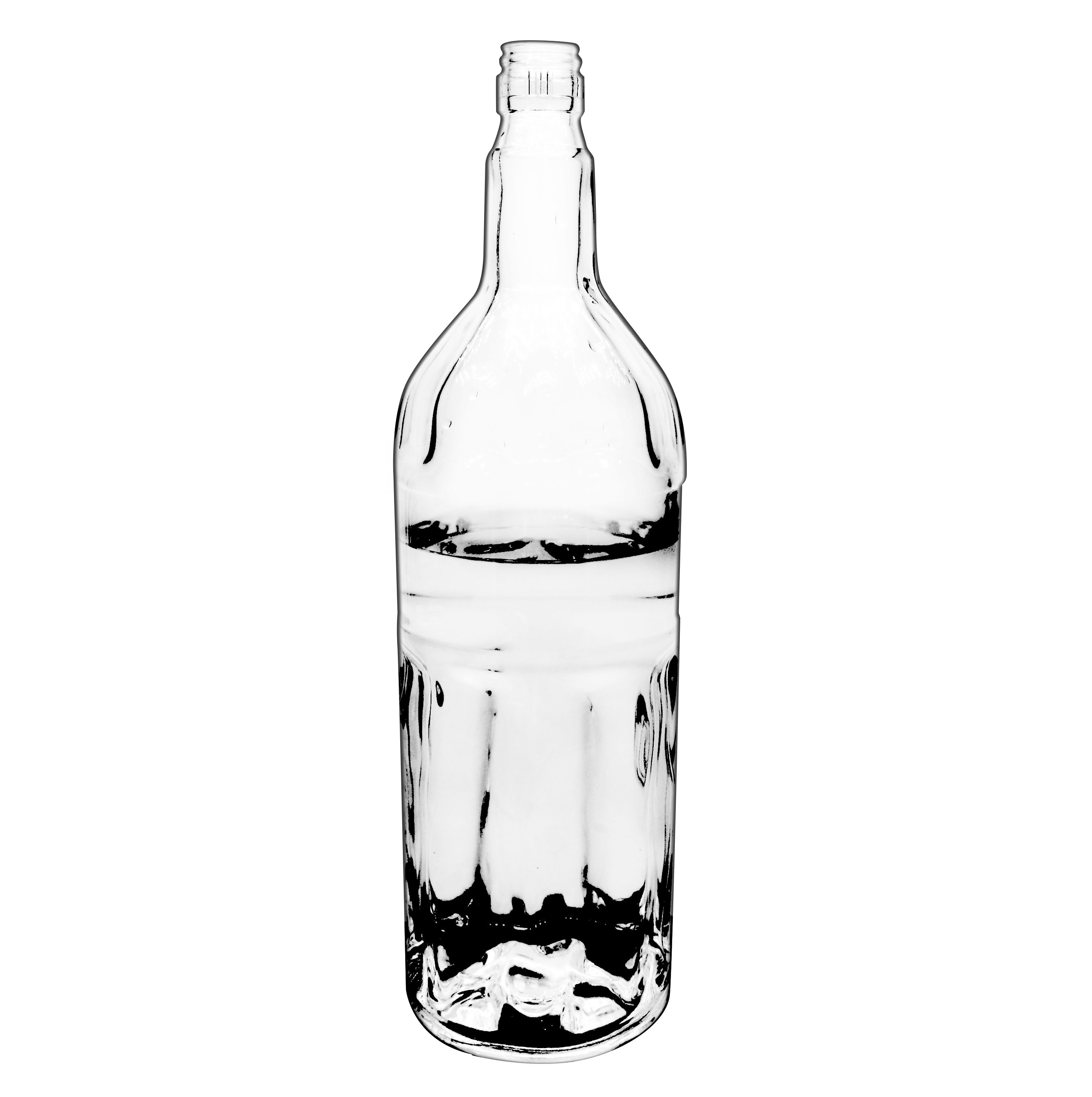 glass round bottle 1 litre screen printing customized logo 