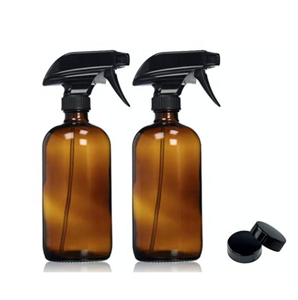 Custom Amber 16OZ/480ML Soap Liquid Glass Packaging Bottle with Spray Pump 