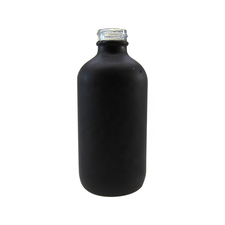 8oz/240ml Custom Black Boston Round Bottle With Stainless Steel Pump