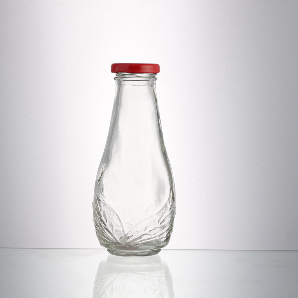 300ml Sleek Glass Juice Bottle with Metal Lid Manufacturer Factory