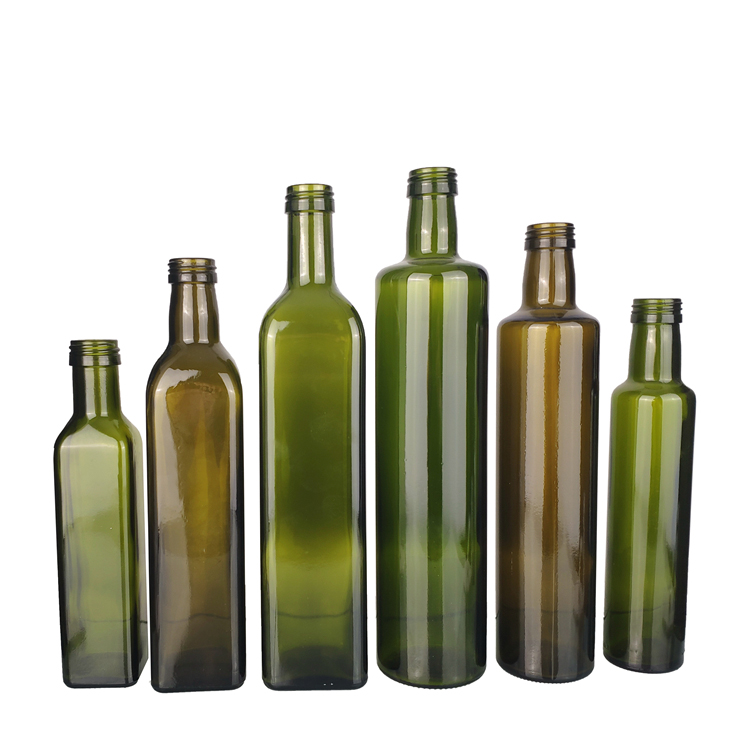 250ml 500ml 750ml Empty Marasca Edible Oil Bottle Green Glass Olive Oil