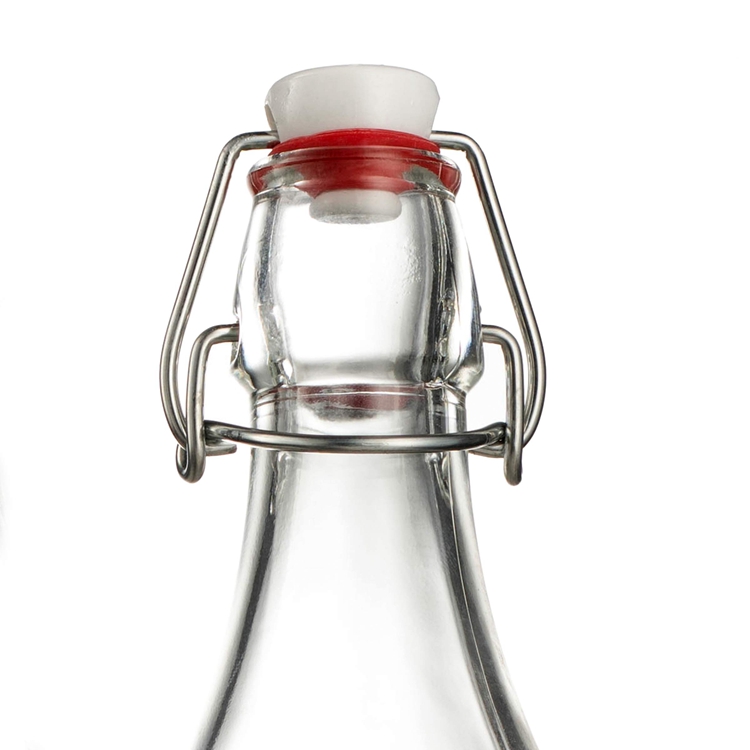 Custom Shape Clear Label 16 32 Oz 1 Liter Glass Milk Bottle Swing Top 