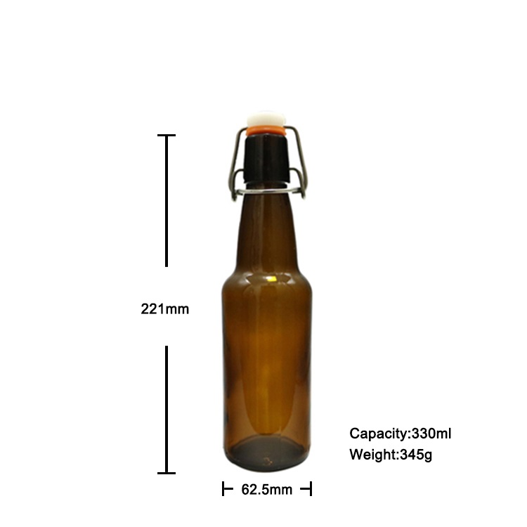 Download Hot Sale 330ml Home Brewing Amber Glass Beer Bottles with Airtight Wire Flip Swing Top Caps ...