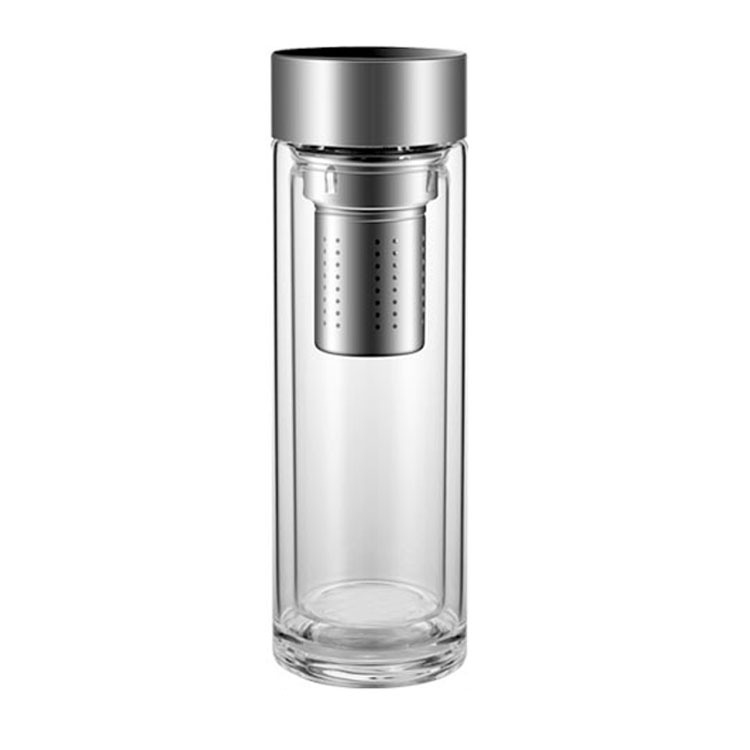 Extremely Simple Man High Grade Thick Insulation Gift Customized process Portable Double Glass Crystal Water Tea Cup 