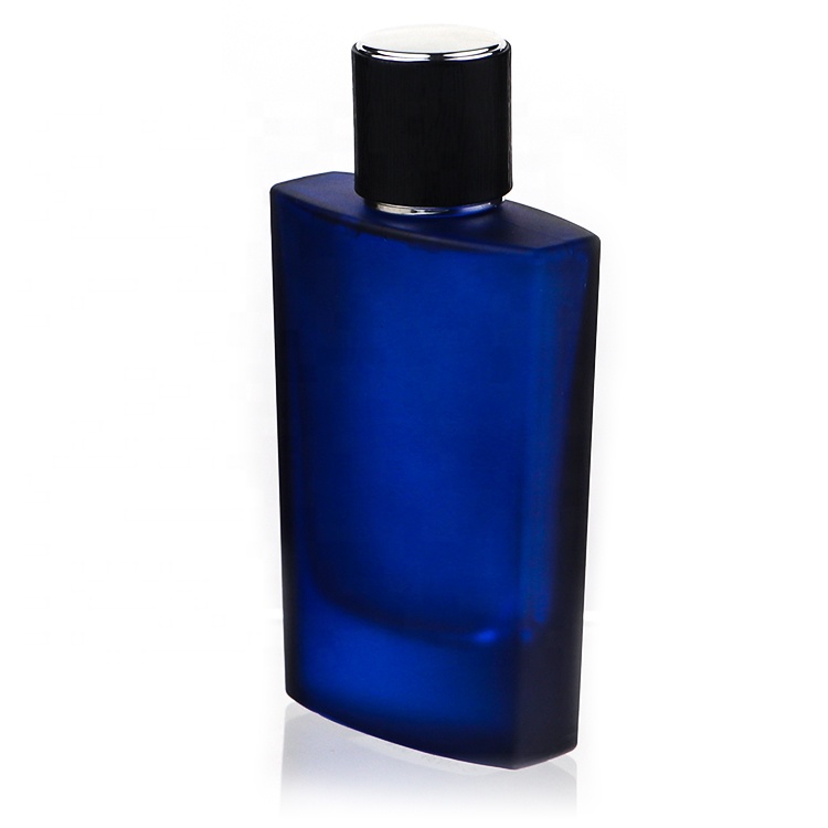 New Fashion Empty Frosted Glass Blue Cologne Bottle Perfume 50ml Spray Bottles For Men, High