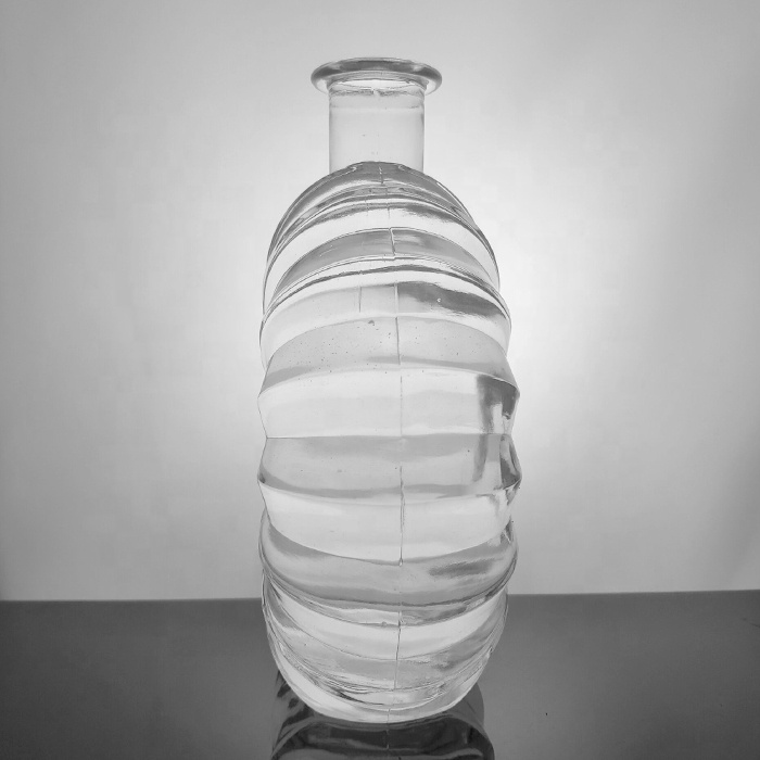 Empty Clear Decorative Glass Cognac Wine Bottles 70 Cl Engraving Flat