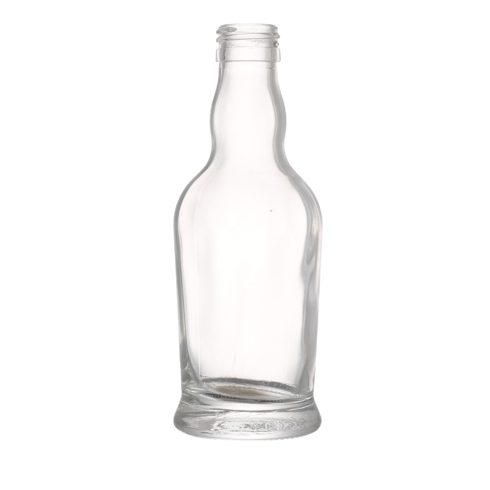 High flint unique custom empty round clear 200 ml glass liquor vodka wine bottle with screw 