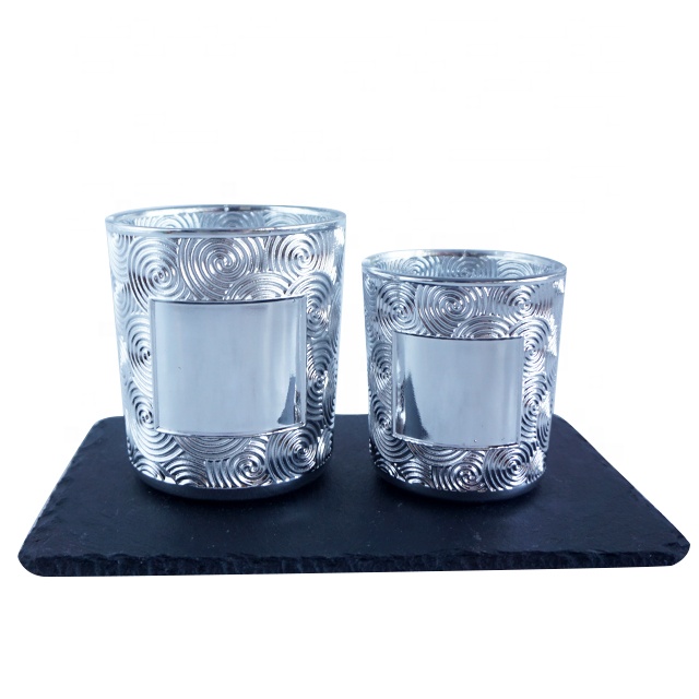 high quality electroplated round empty silver mercury glass candle container