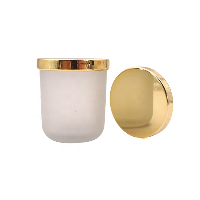 Download Wholesale 3oz 90ml frosted candlestick holder mini candle tealight holder with gold metal tin ...