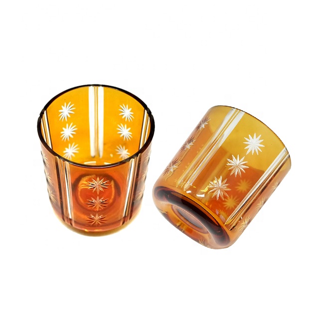 Download custom modern luxury empty embossed amber glass candle jar/container/cup 8oz, High Quality ...