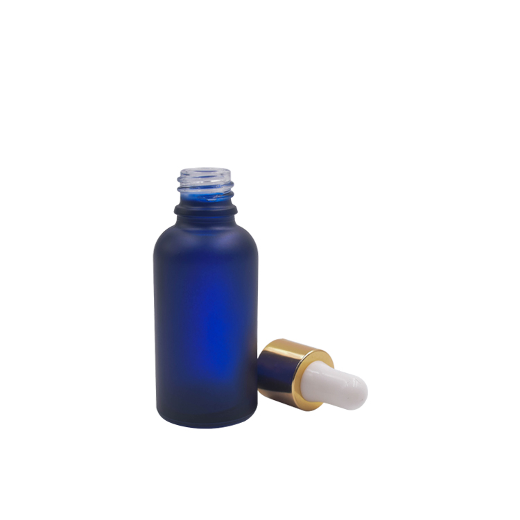 serum container painted blue frosted glass 50ml essential oil bottle