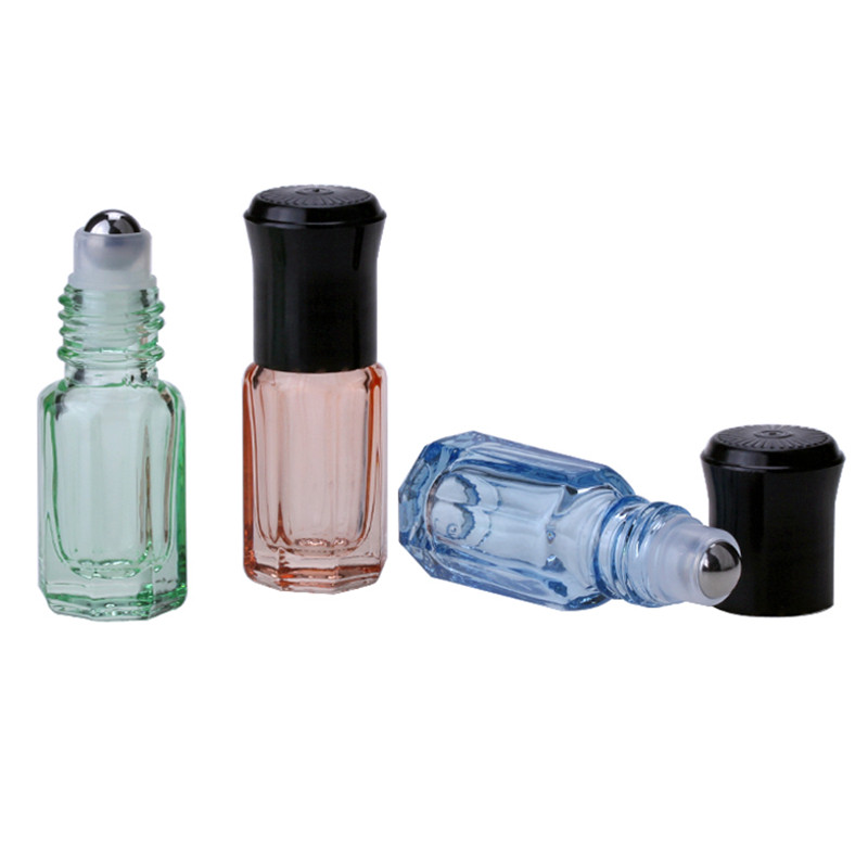 3ml Colorful Octagonal Glass Bottle Roll On Perfume Essential Oil