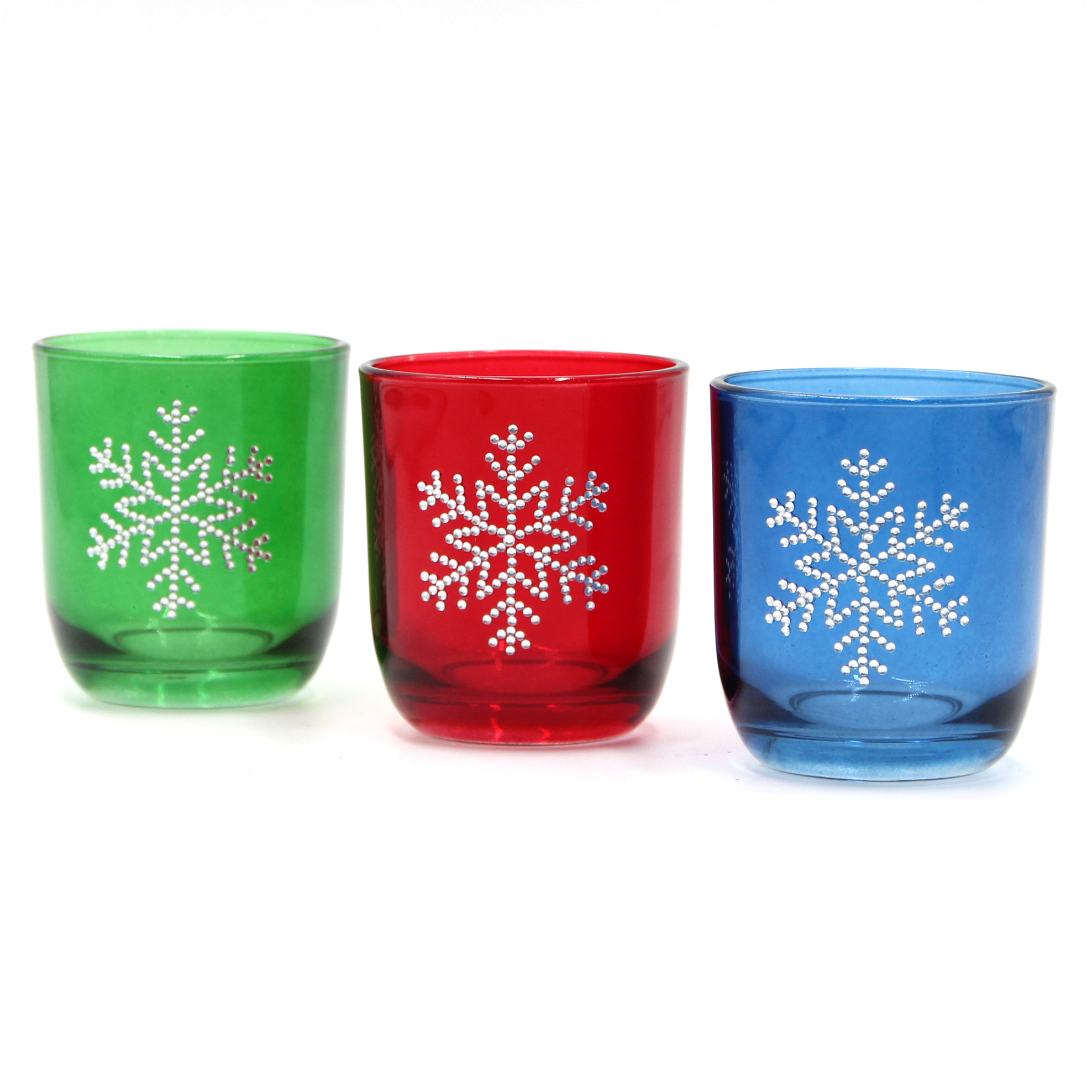 Colored Glass Tea Candle Holder for Christmas, High Quality colored