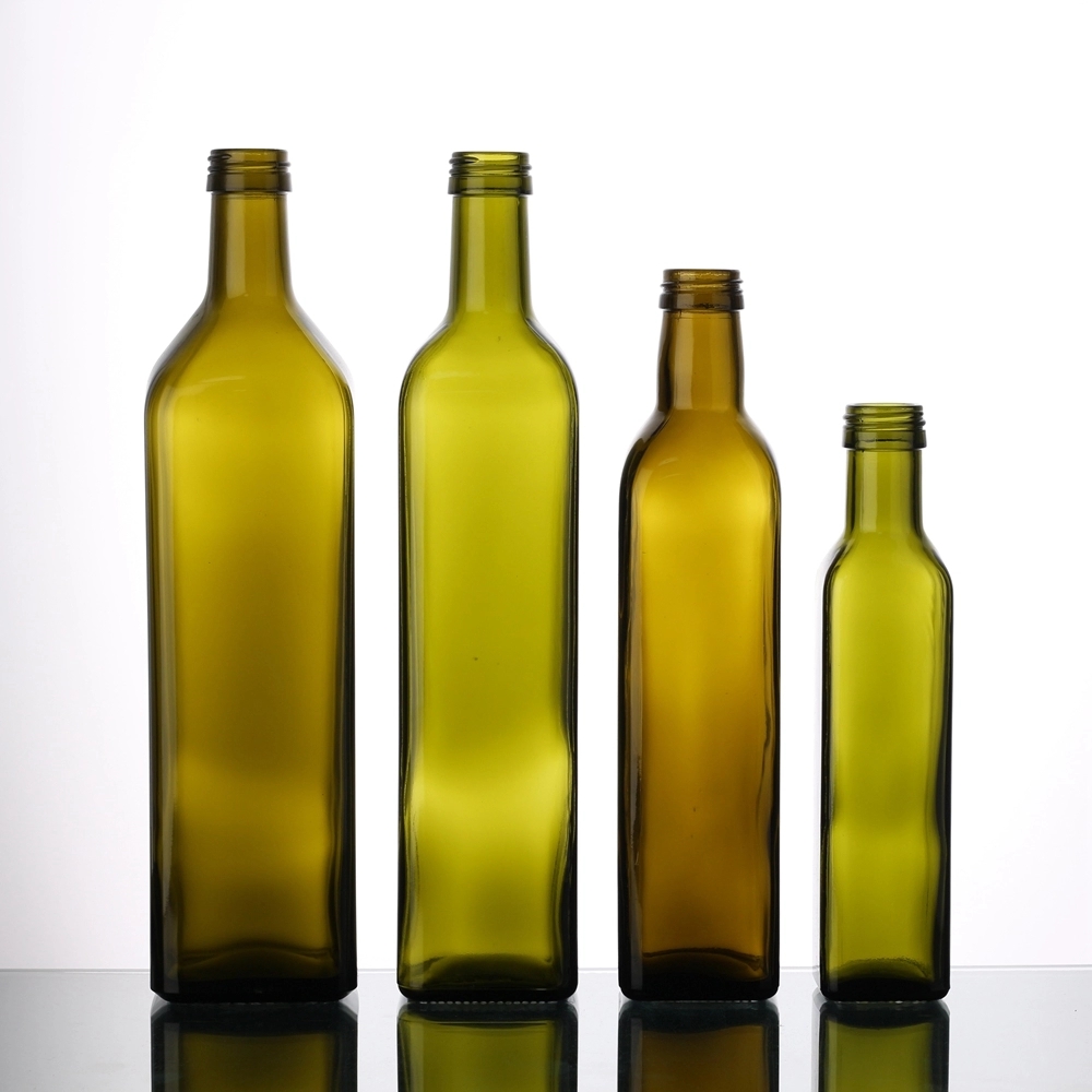 High quality 750 ml dark green square glass olive oil