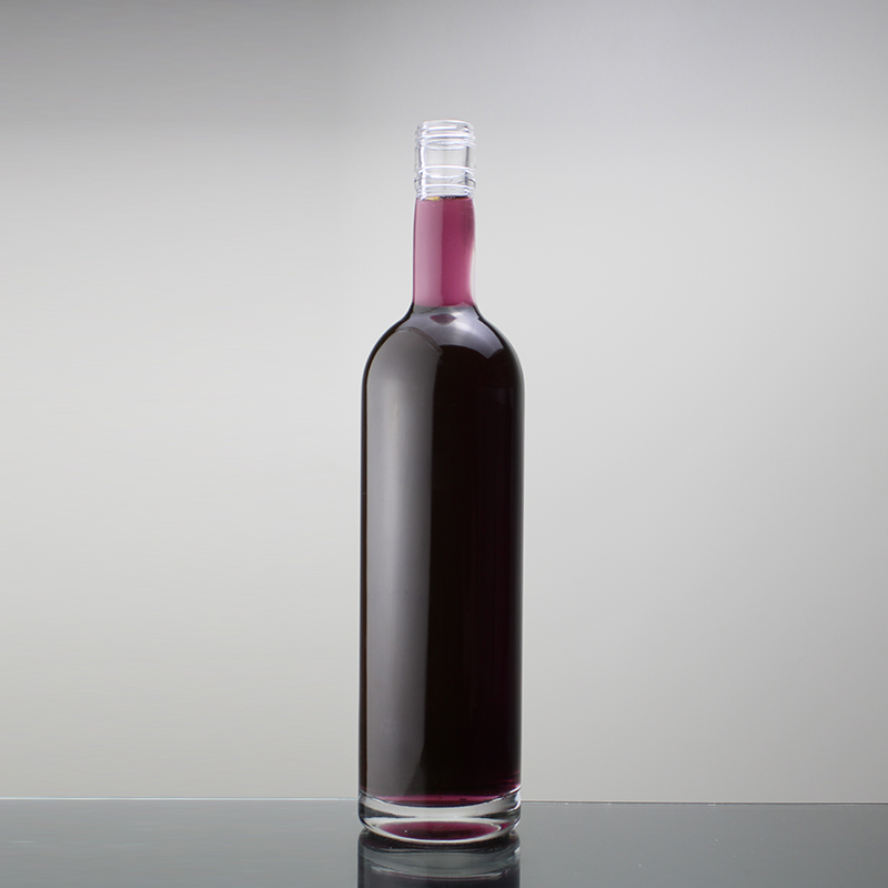 Cylindrical ropp finish extra white flint 750 ml liquor glass bottle