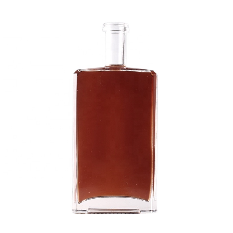 High Quality Hot Sale Design Small Flat Bottle 750ml Glass Bottles Factory Made With Cork 