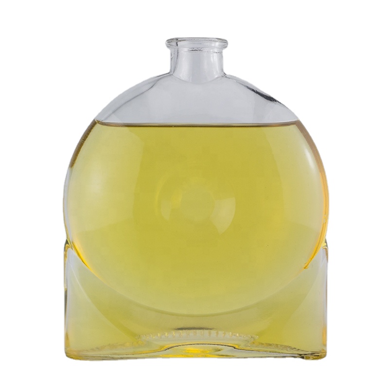 750ml flat body smooth short neck whiskey vodka gin tequila rum brandy super flint glass bottle with bar top 