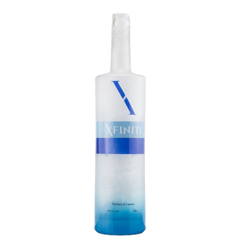 Classic Round Design Elegant White Color Custom Decoration Vodka Whiskey Brandy Gin Glass Bottle With Screw Top 750ml 500ml