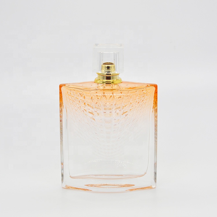 100ml Empty high quality orange OEM glass perfume bottle with mist sprayer 