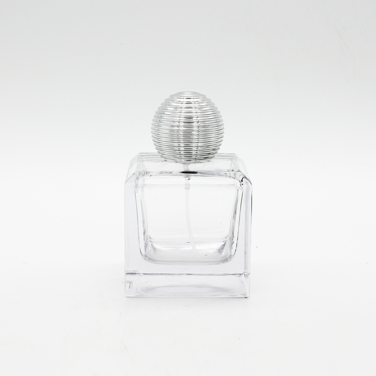 wholesale clear empty fancy wood cap cube square 100ml perfume glass bottle