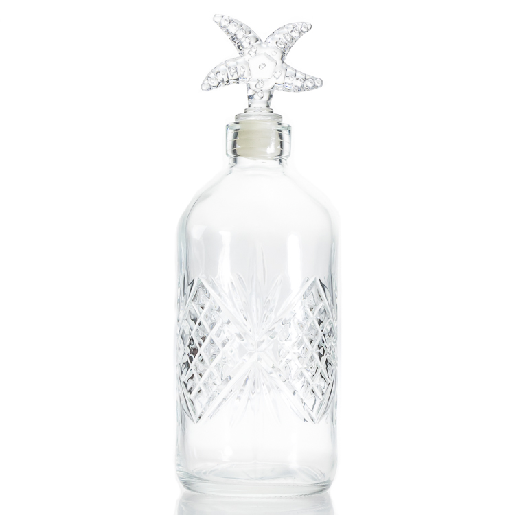 Home Aromatherapy Bottle Embossed 470ml Clear Reed Empty Diffuser Bottle with Cork 