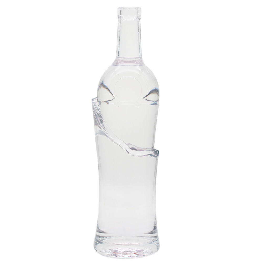 Fashionable custom wholesale high quality custom wine glass bottles unique whsiky brandy glass bottle for vodka