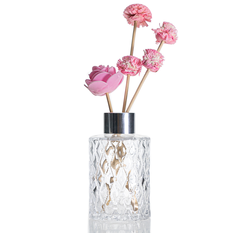 Diamond Design Glass Perfume Bottle 150 ML Glass Reed Diffuser Bottle For Room Fragrance