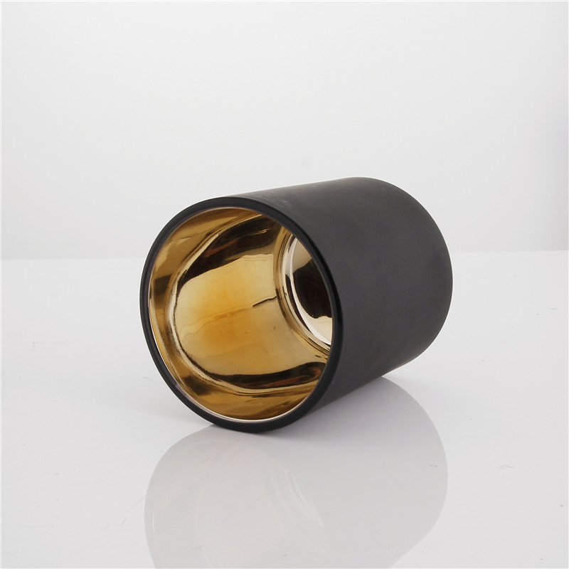 Luxury 7oz 11oz 15oz Round Matte White Matte Black Frosted Electroplate Inside Empty Candle Jars