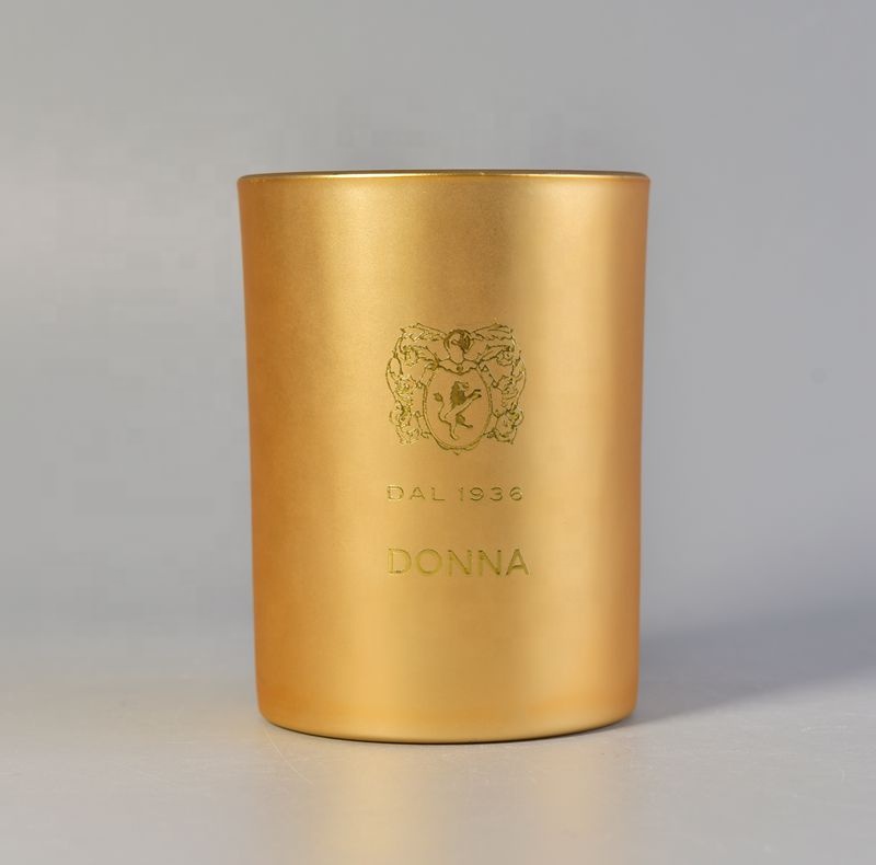 Matte Gold Glass Candle Holder With Custom Printing Logo