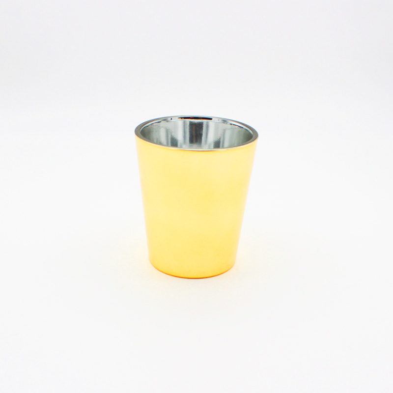 Multi-Colored Customized Logo Glass Candle Holder with Electroplating Outside Containers for Candle