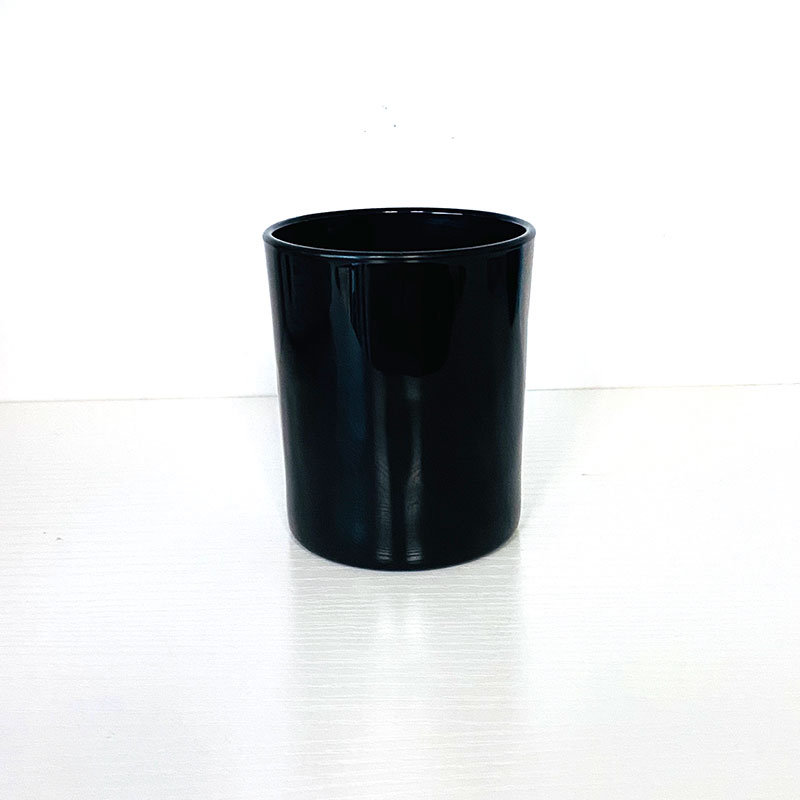 Luxury Matte Black Glass Candle Jar With Wooden Lid Empty Glass Candle Jar For Candle Making
