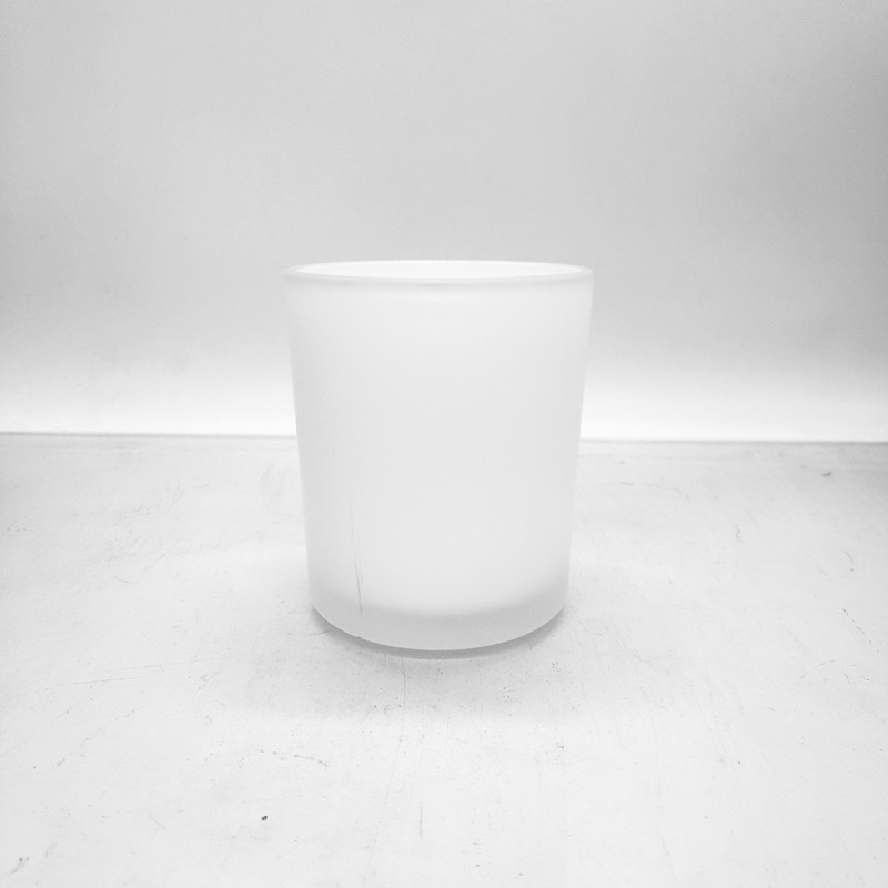 Wholesale 10 oz frosted glass candle jar with white color inside