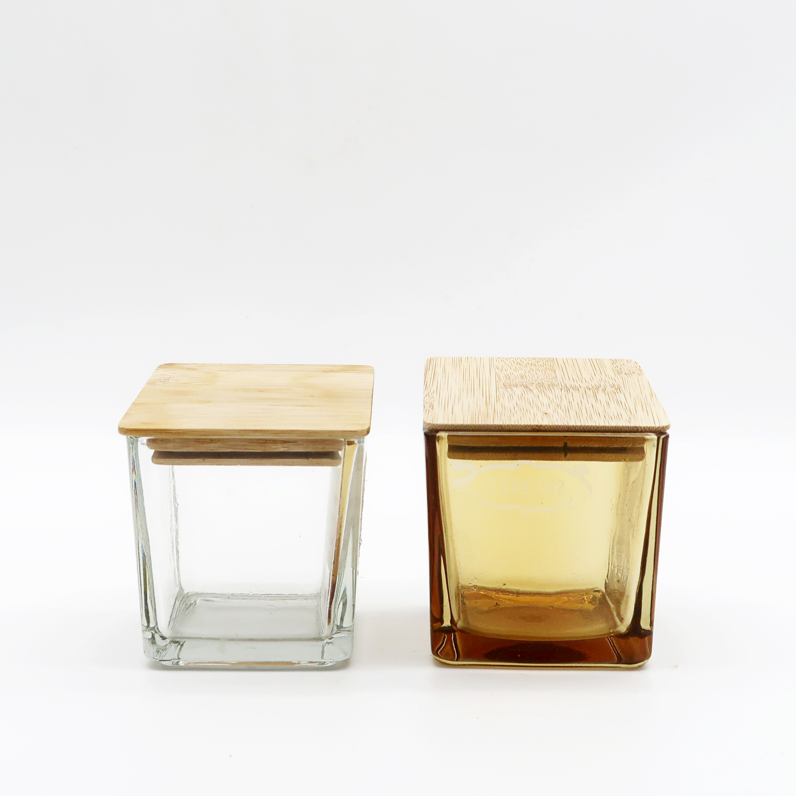 Square Shape Luxury Glass Candle Jar Vessels With Wooden Lid For Home how-big-is-a-1-quart-youtube