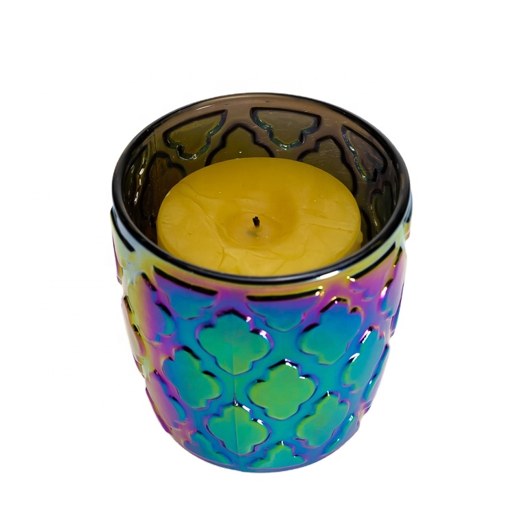 Coloured Shiny Glass Candle Holder 180 ml 6oz Glass Coloured Candle Jar For Christmas