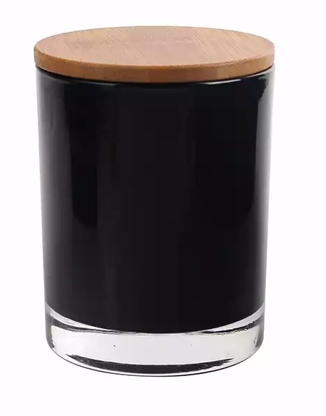 High quality different sizes and custom logo available black glass candle jars with lids