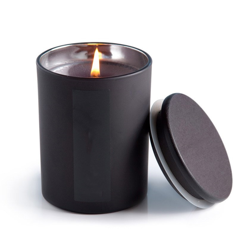 Hot Sale 10oz 12oz 16oz 20oz Frosted Matte Black Empty Candle Jar Glass With Wood Lid High