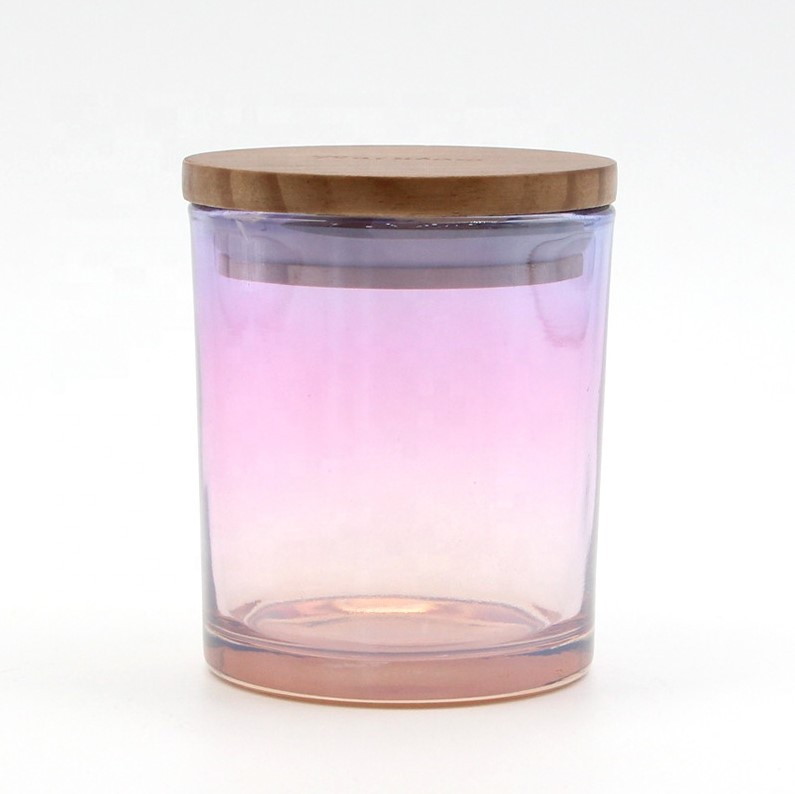 Wholesale Unique Iridescent Electroplated Red Glass Jar for Candle