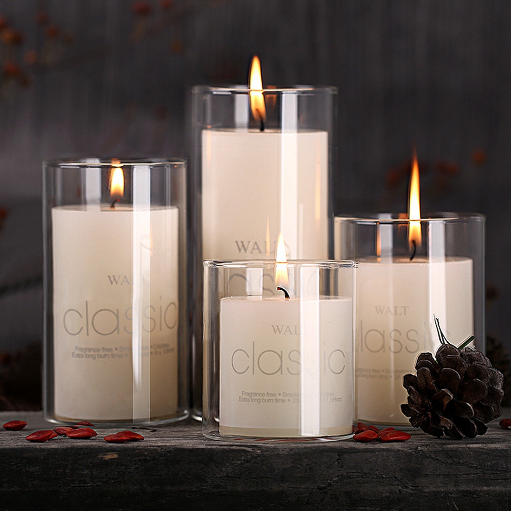 Tall straight 500ml borosilicate glass candle container for home use