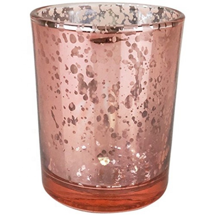 glass candlestick Speckled Silver Round Mercury plating Glass empty Candle containers