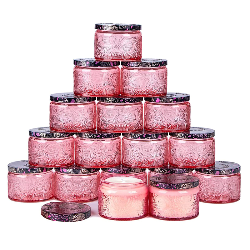 Vendor unique vintage luxury color empty glass candle jar with lid,High