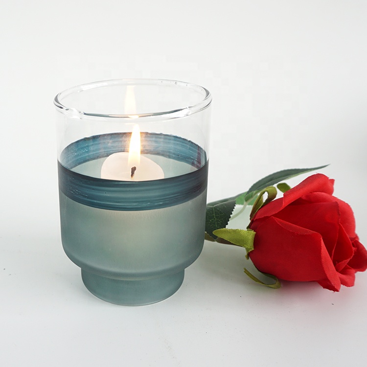 wax 8oz glass iridescent candle container