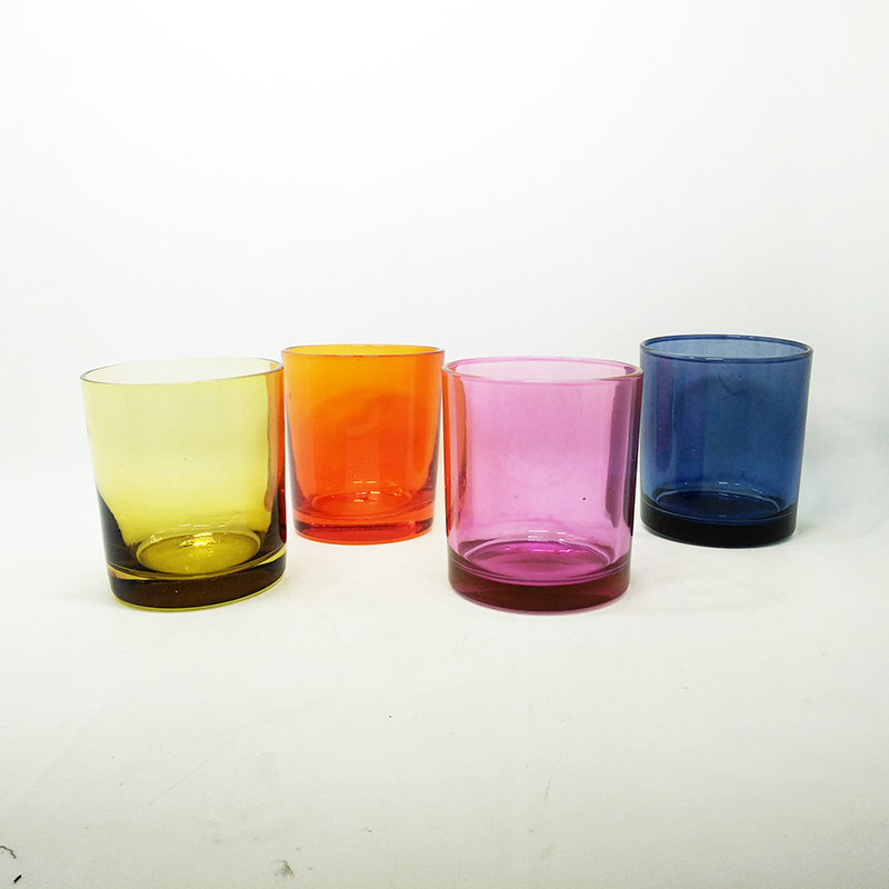 Decorative glossy transparent amber jars for candles 8oz