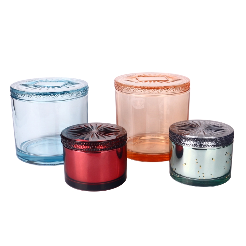 Wholesale empty candle jars with flattop lid glass jars for candle