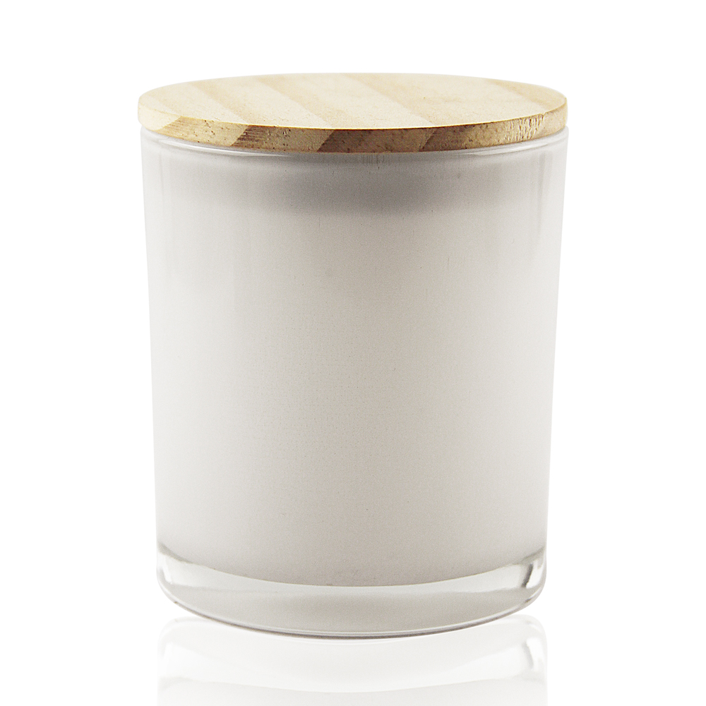 Wholesale Custom Modern Frosted Glass Candle Jar with Wooden Lid