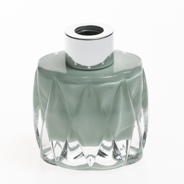 gray green glass perfume bottle 80ml well sale empty transparent embossed reed diffuser glass bottle