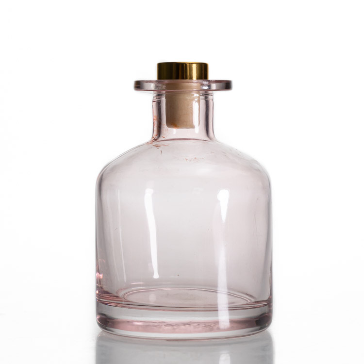 European Glass Bottles Big Belly 130ml Pink Reed Diffuser Bottle With Sticks