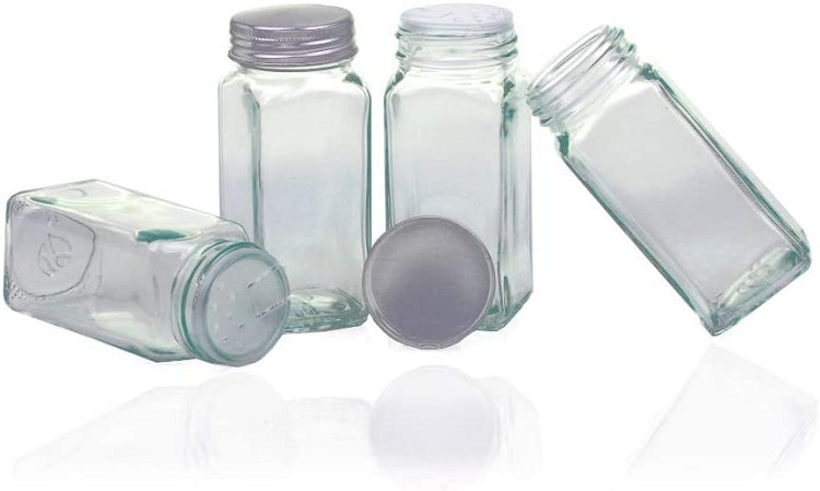 Spice Jars Square Glass Containers Seasoning Bottle Kitchen Outdoor Condiment Containers with Cover Lid