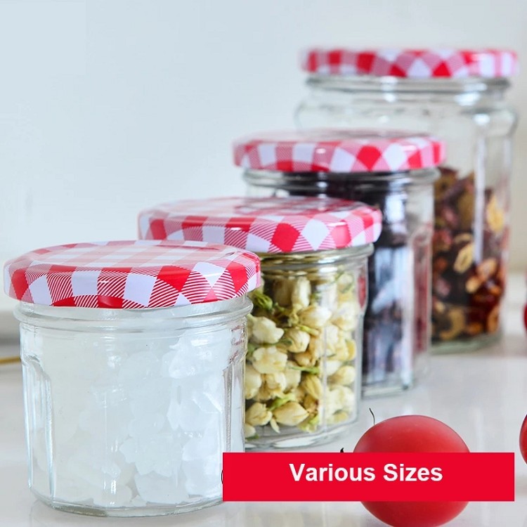 Glass Jars Canning Jars With Red Lids for Jam, Honey, Wedding Favors