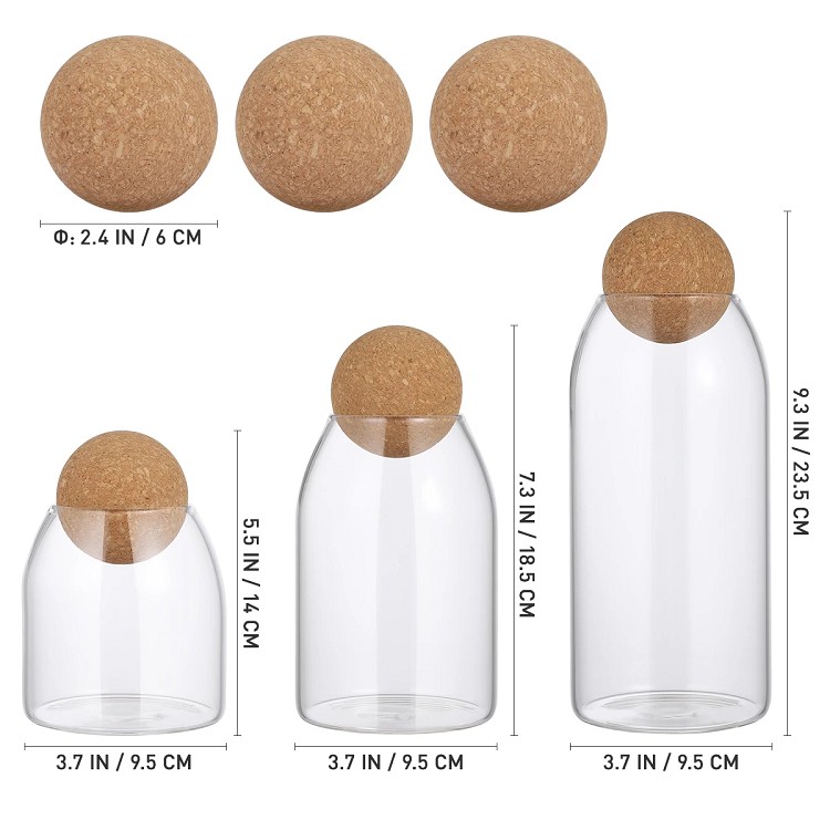 Glass Storage Tank Borosilicate Glass Sealed Cans Food Grains Container Storage Jar with Cork for Kitchen Sugar